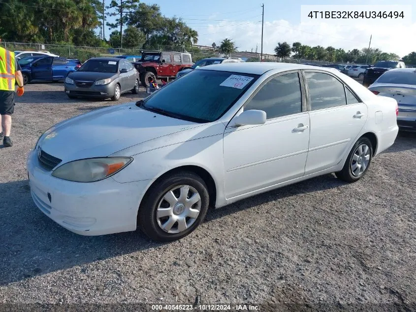 2004 Toyota Camry Le/Xle/Se VIN: 4T1BE32K84U346494 Lot: 40545223