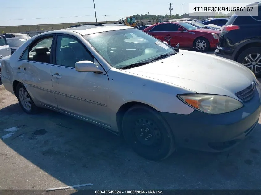 2004 Toyota Camry Le/Xle/Se VIN: 4T1BF30K94U586167 Lot: 40545324