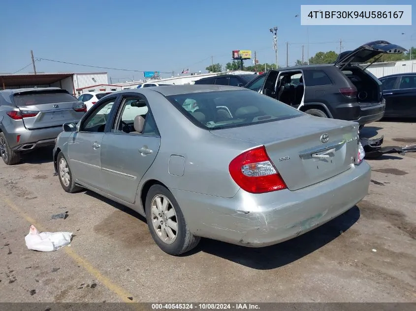 2004 Toyota Camry Le/Xle/Se VIN: 4T1BF30K94U586167 Lot: 40545324