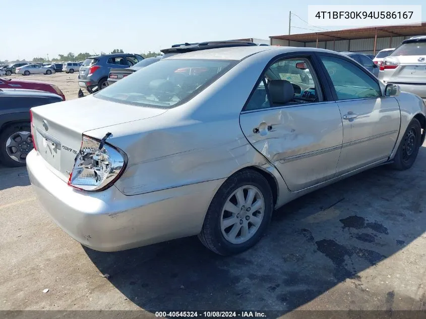 2004 Toyota Camry Le/Xle/Se VIN: 4T1BF30K94U586167 Lot: 40545324