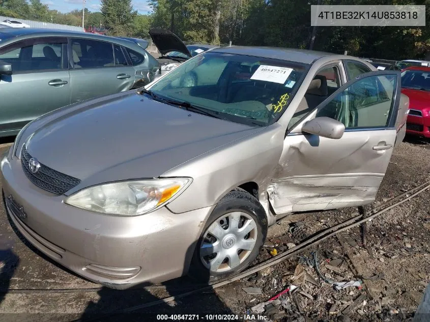 2004 Toyota Camry Le VIN: 4T1BE32K14U853818 Lot: 40547271