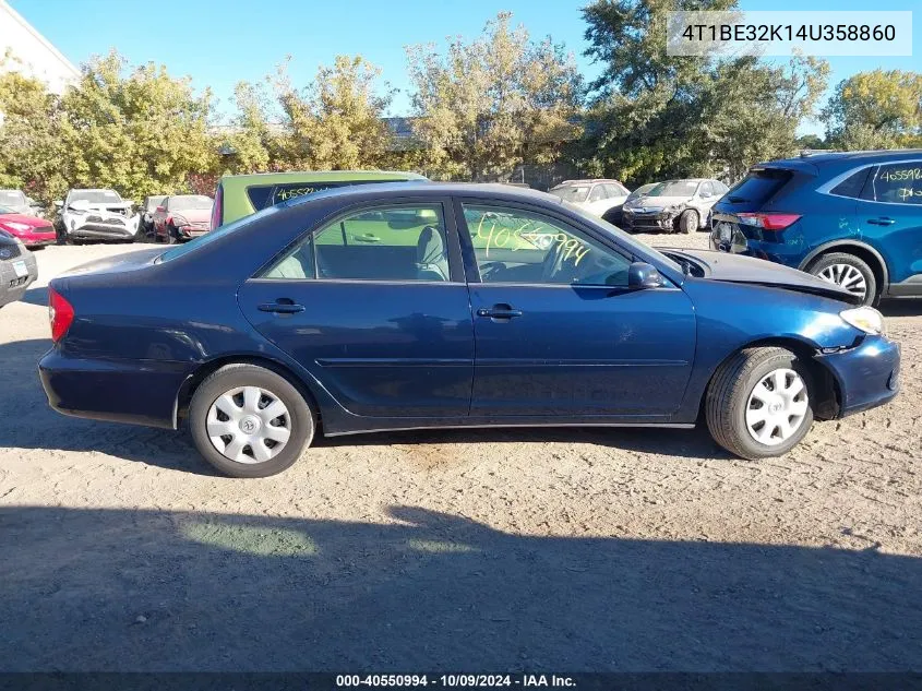 2004 Toyota Camry Le VIN: 4T1BE32K14U358860 Lot: 40550994