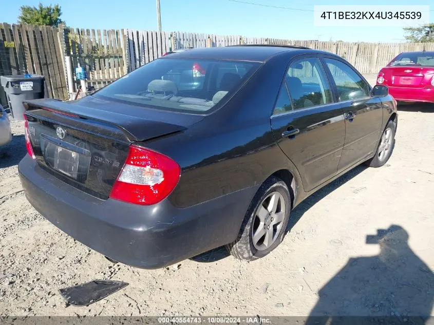 2004 Toyota Camry Se VIN: 4T1BE32KX4U345539 Lot: 40554743