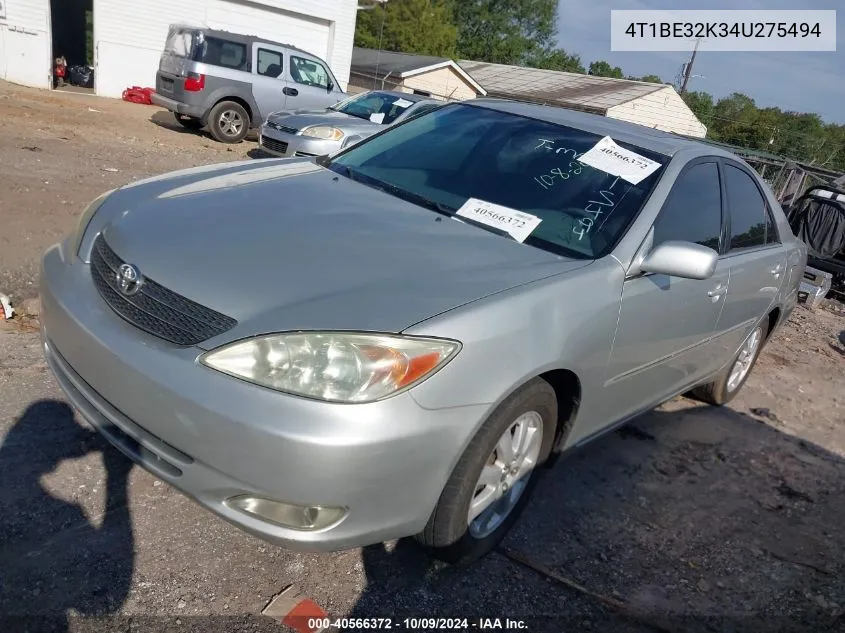 2004 Toyota Camry Xle VIN: 4T1BE32K34U275494 Lot: 40566372