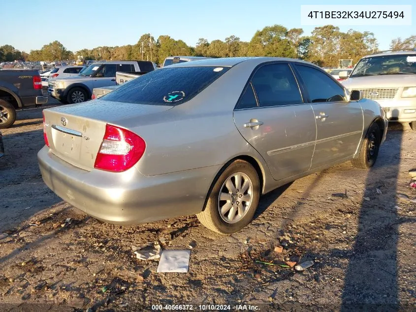 2004 Toyota Camry Xle VIN: 4T1BE32K34U275494 Lot: 40566372