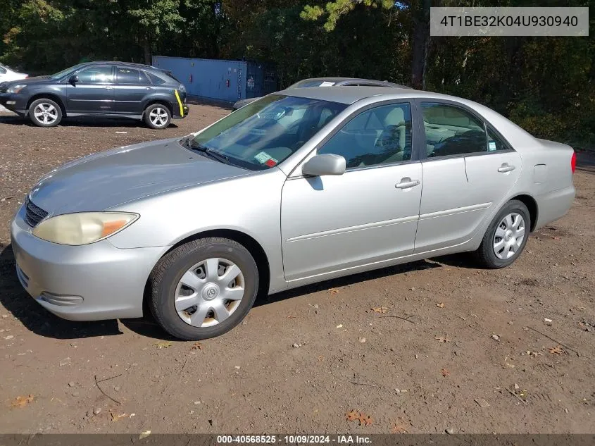 2004 Toyota Camry Std VIN: 4T1BE32K04U930940 Lot: 40568525