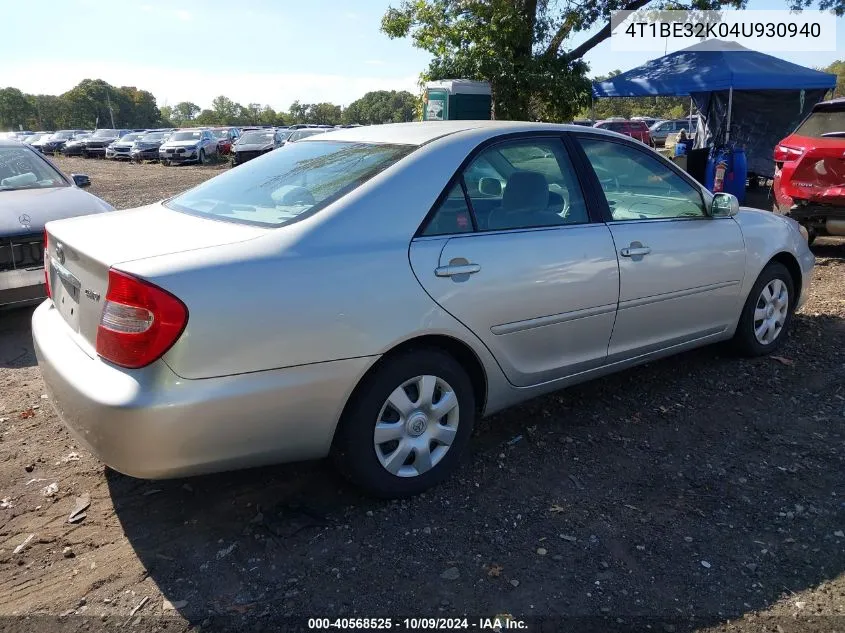 4T1BE32K04U930940 2004 Toyota Camry Std