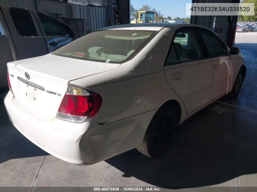 2004 Toyota Camry Le VIN: 4T1BE32K54U335520 Lot: 40575509