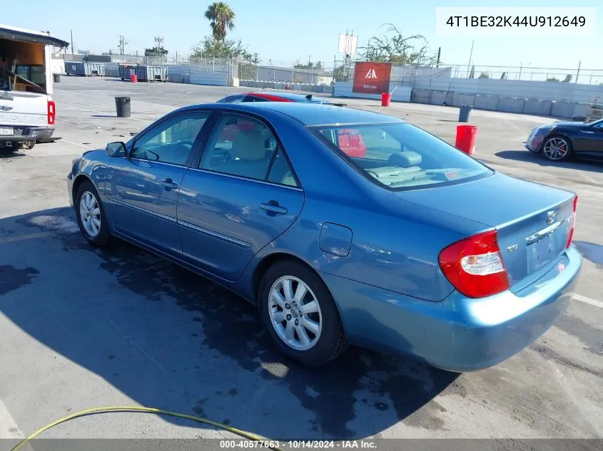 2004 Toyota Camry Xle VIN: 4T1BE32K44U912649 Lot: 40577663