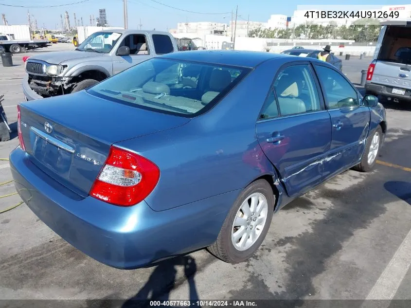 2004 Toyota Camry Xle VIN: 4T1BE32K44U912649 Lot: 40577663