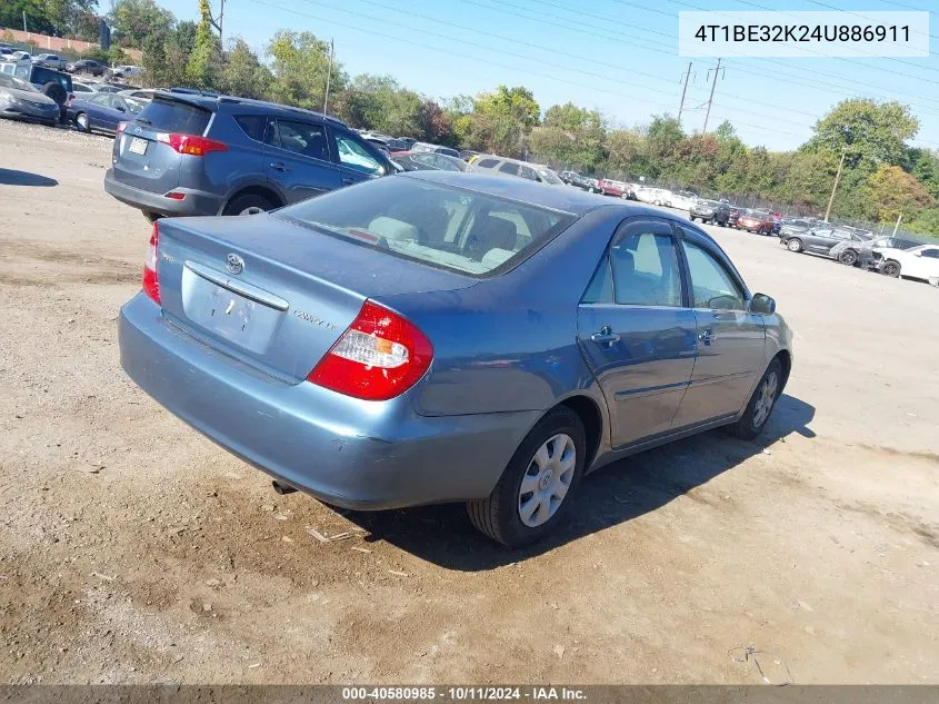 2004 Toyota Camry Le VIN: 4T1BE32K24U886911 Lot: 40580985