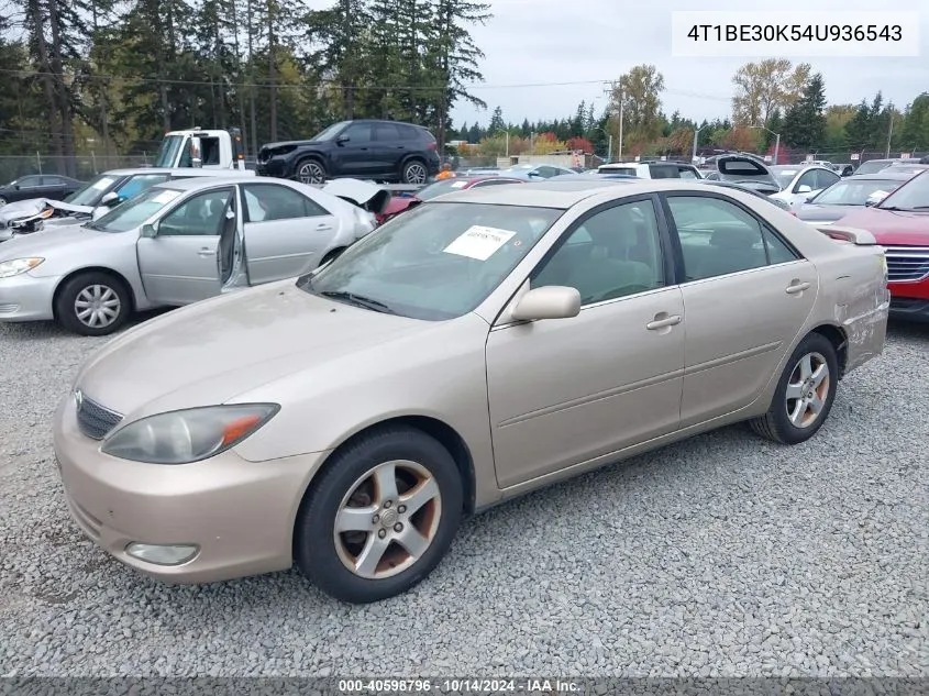 2004 Toyota Camry Se VIN: 4T1BE30K54U936543 Lot: 40598796