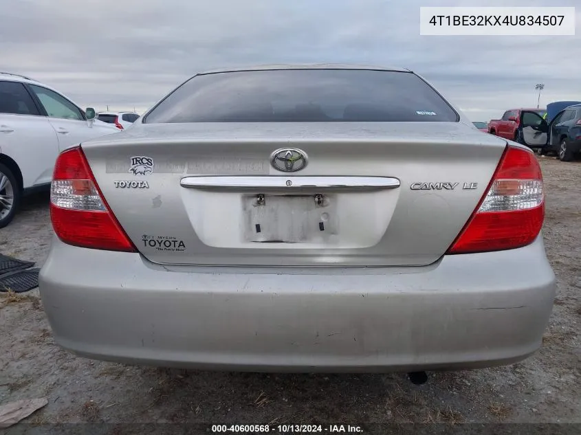 2004 Toyota Camry Le VIN: 4T1BE32KX4U834507 Lot: 40600568