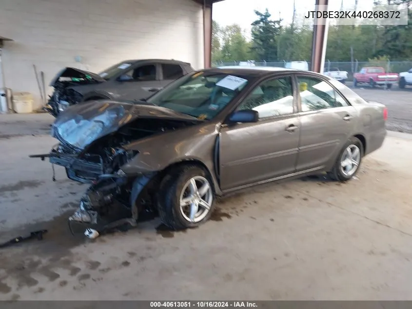 2004 Toyota Camry Le VIN: JTDBE32K440268372 Lot: 40613051