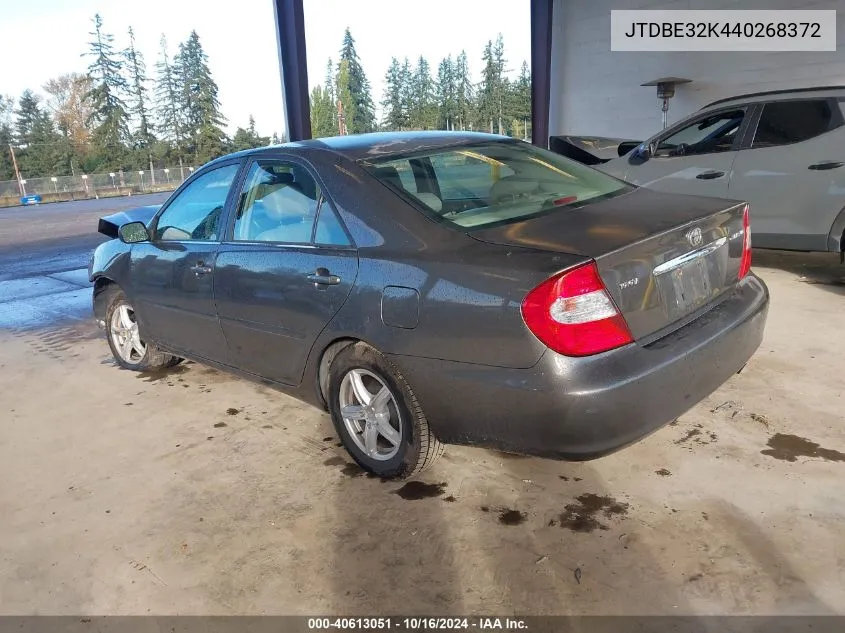 2004 Toyota Camry Le VIN: JTDBE32K440268372 Lot: 40613051