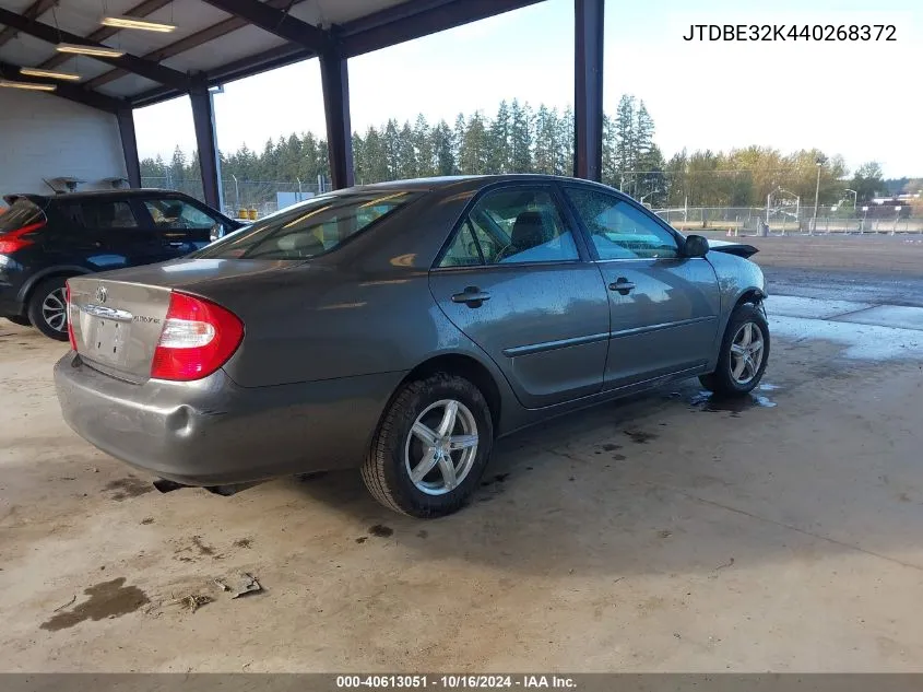 2004 Toyota Camry Le VIN: JTDBE32K440268372 Lot: 40613051