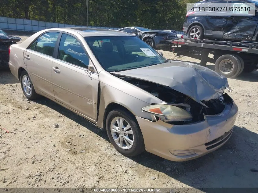 2004 Toyota Camry Le V6 VIN: 4T1BF30K74U575510 Lot: 40619005