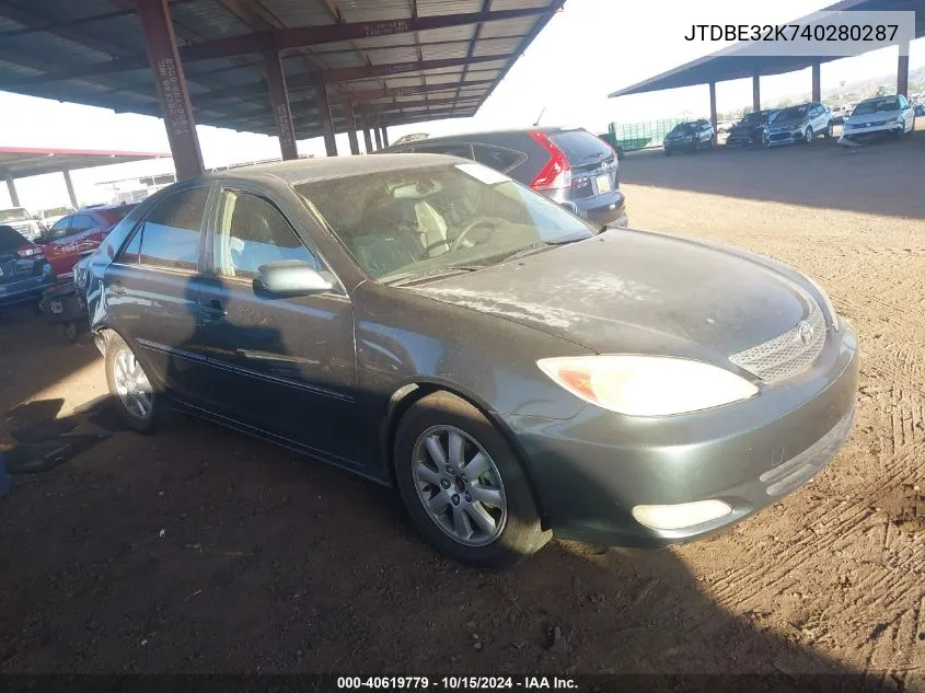 2004 Toyota Camry Xle VIN: JTDBE32K740280287 Lot: 40619779