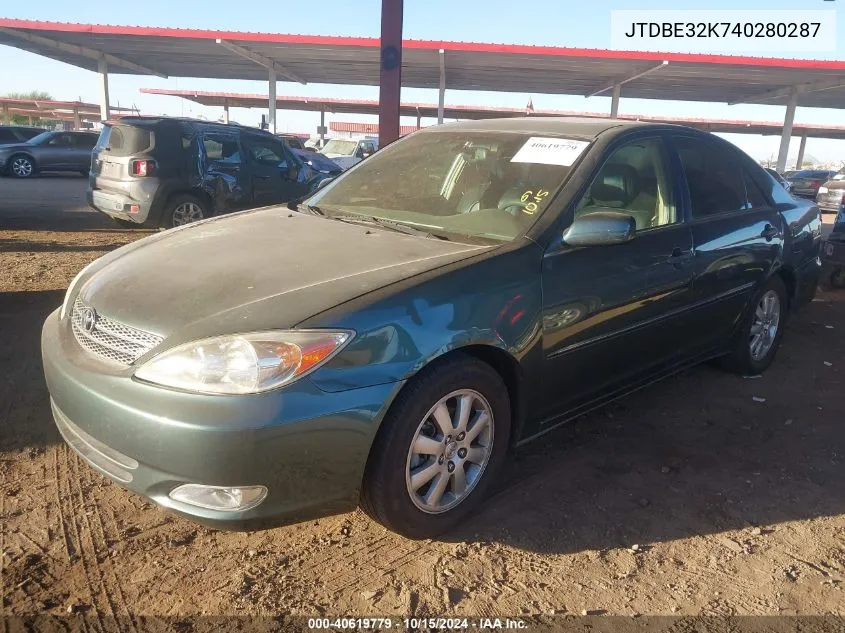 2004 Toyota Camry Xle VIN: JTDBE32K740280287 Lot: 40619779