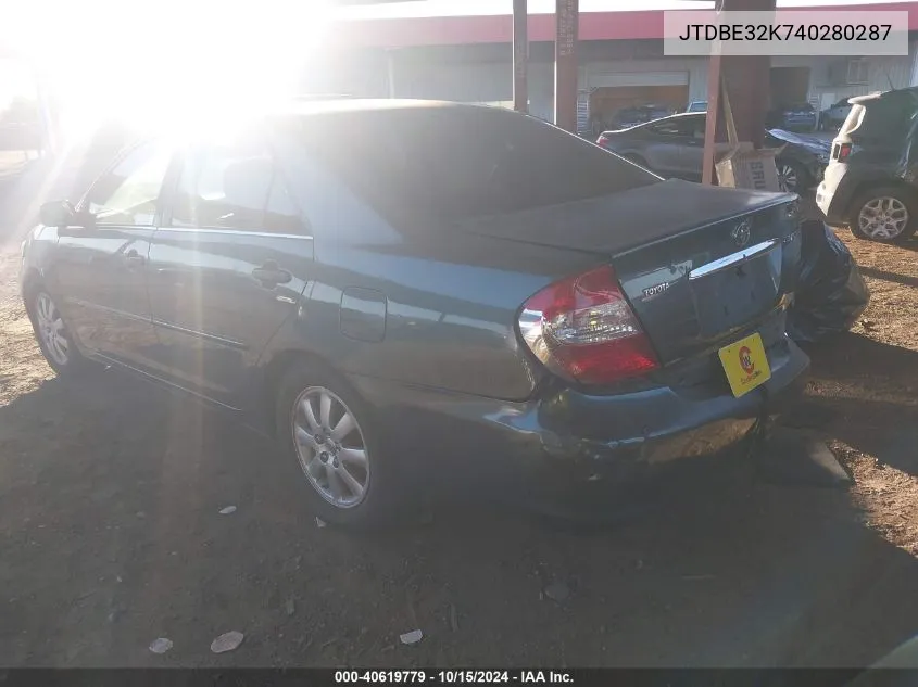 JTDBE32K740280287 2004 Toyota Camry Xle