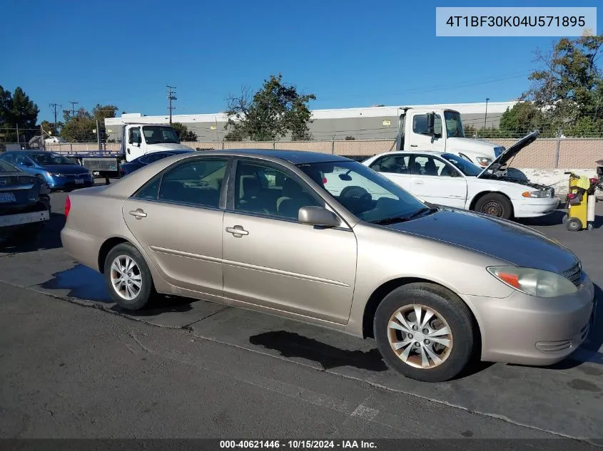 2004 Toyota Camry Le V6 VIN: 4T1BF30K04U571895 Lot: 40621446