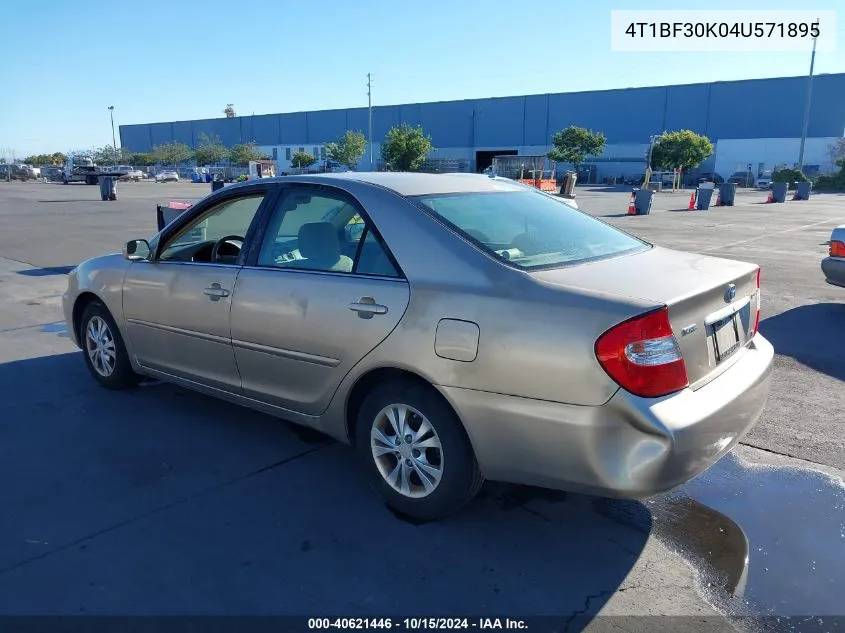 2004 Toyota Camry Le V6 VIN: 4T1BF30K04U571895 Lot: 40621446