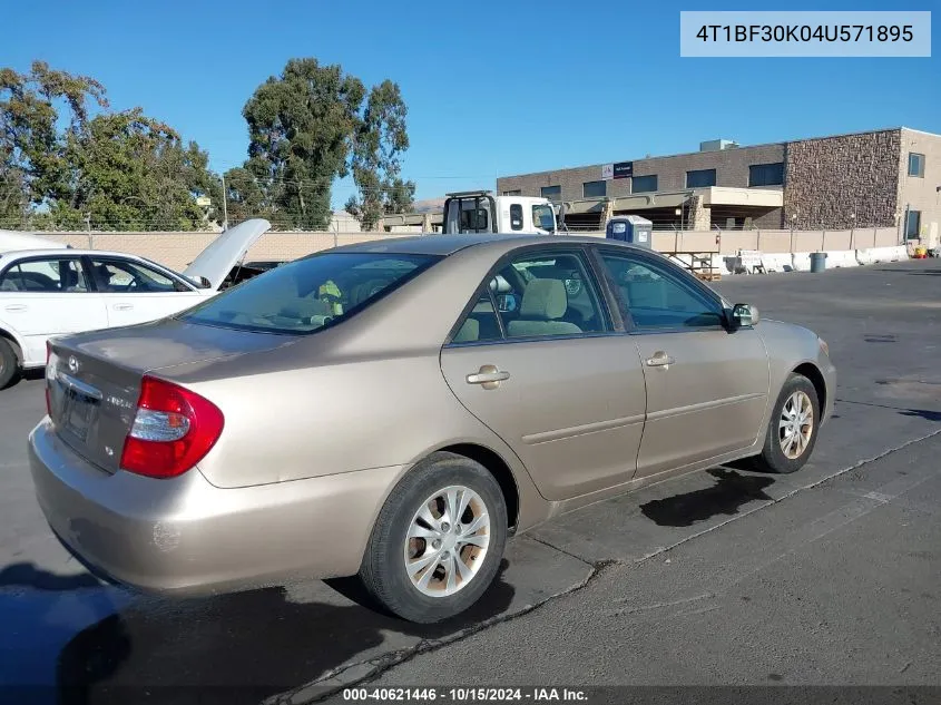 2004 Toyota Camry Le V6 VIN: 4T1BF30K04U571895 Lot: 40621446