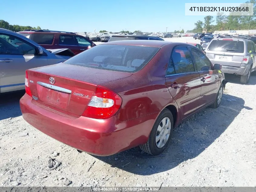 2004 Toyota Camry Le VIN: 4T1BE32K14U293668 Lot: 40639751