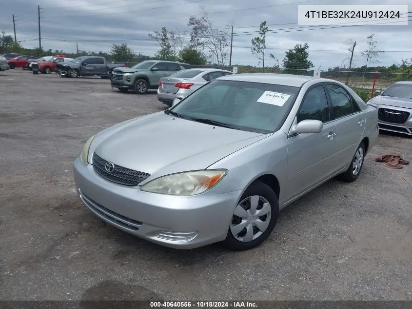 2004 Toyota Camry Le VIN: 4T1BE32K24U912424 Lot: 40640556