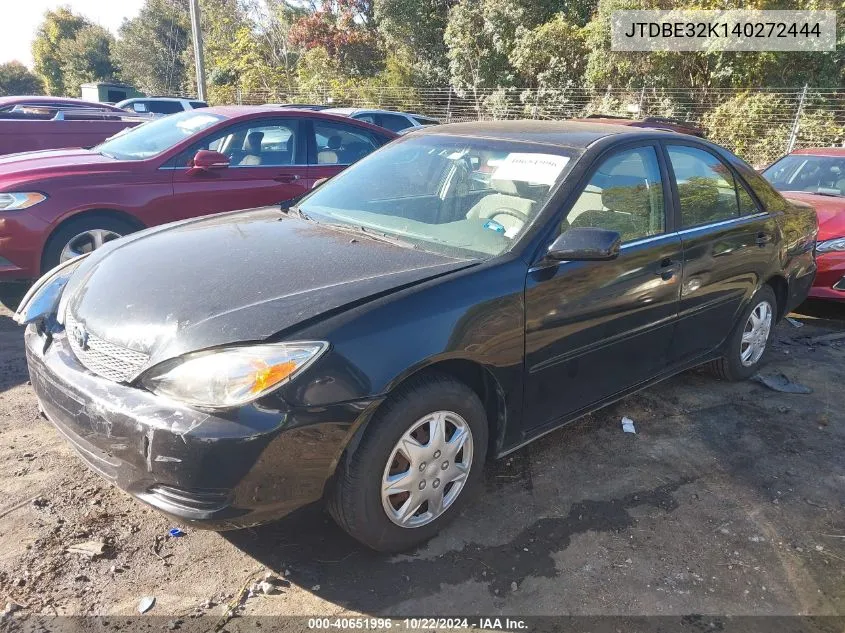 2004 Toyota Camry Le VIN: JTDBE32K140272444 Lot: 40651996