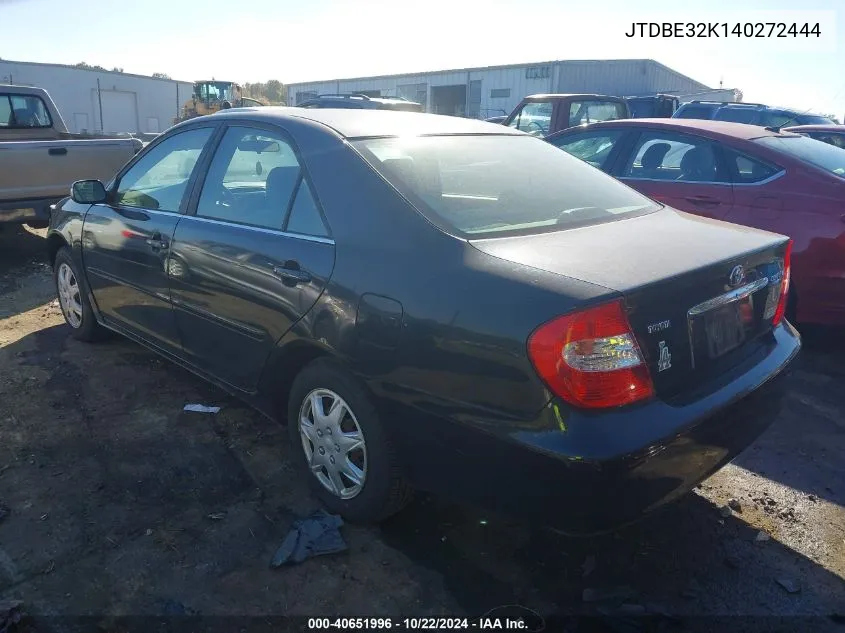 2004 Toyota Camry Le VIN: JTDBE32K140272444 Lot: 40651996