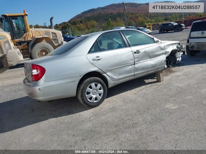 2004 Toyota Camry Le VIN: 4T1BE32K04U288557 Lot: 40657355