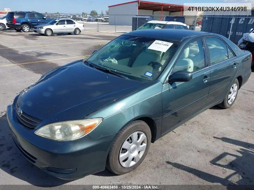 2004 Toyota Camry Le VIN: 4T1BE30KX4U346998 Lot: 40663488