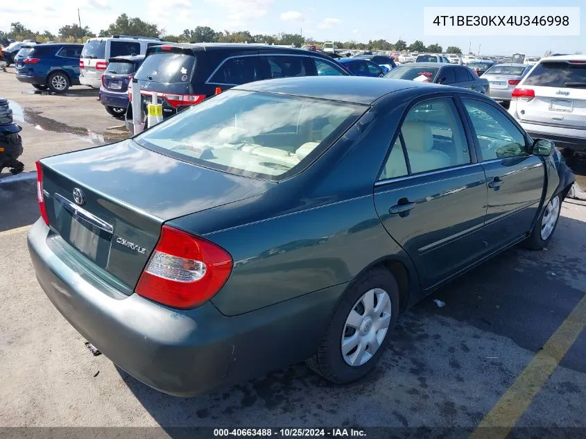 2004 Toyota Camry Le VIN: 4T1BE30KX4U346998 Lot: 40663488