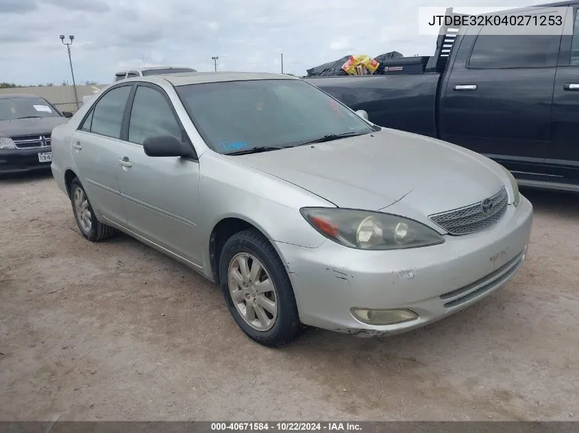 2004 Toyota Camry Se VIN: JTDBE32K040271253 Lot: 40671584