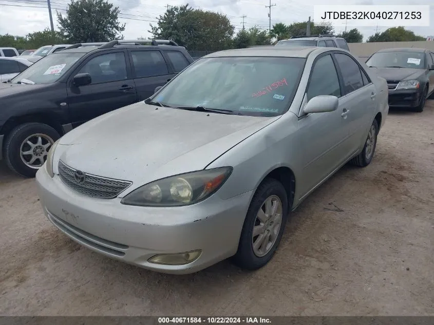 2004 Toyota Camry Se VIN: JTDBE32K040271253 Lot: 40671584