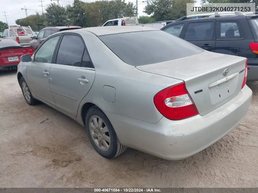 2004 Toyota Camry Se VIN: JTDBE32K040271253 Lot: 40671584