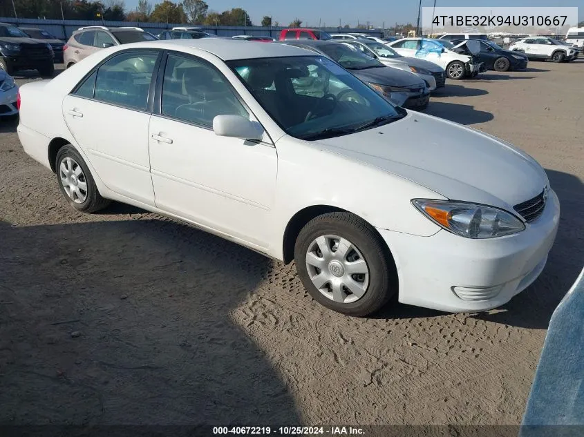 2004 Toyota Camry Le VIN: 4T1BE32K94U310667 Lot: 40672219