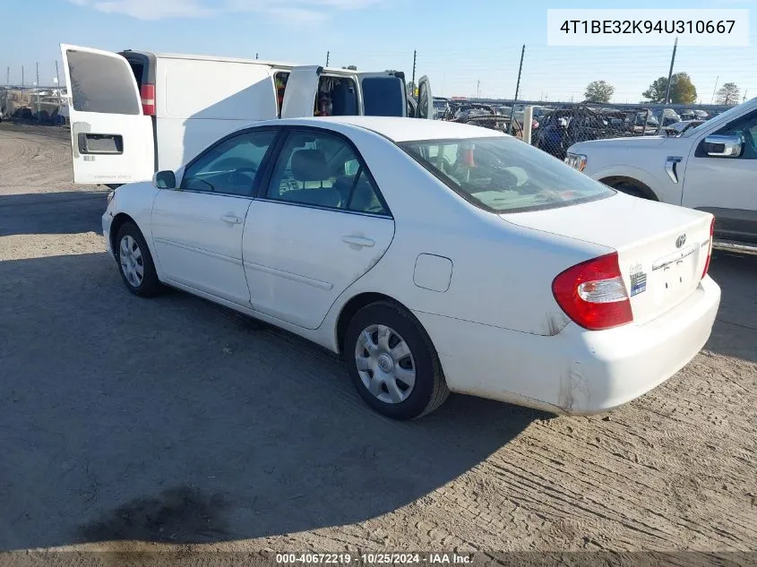 2004 Toyota Camry Le VIN: 4T1BE32K94U310667 Lot: 40672219