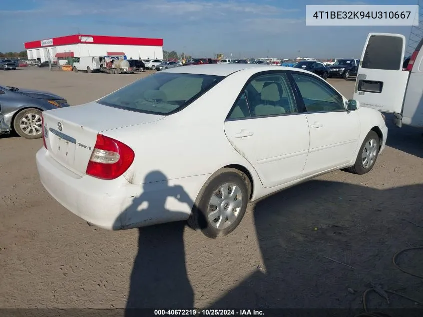 2004 Toyota Camry Le VIN: 4T1BE32K94U310667 Lot: 40672219