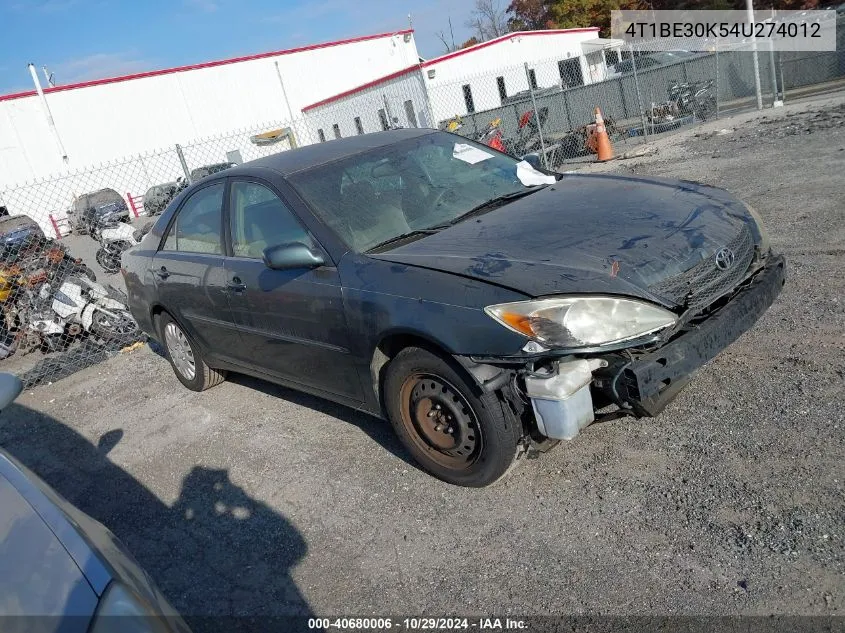 2004 Toyota Camry Xle VIN: 4T1BE30K54U274012 Lot: 40680006