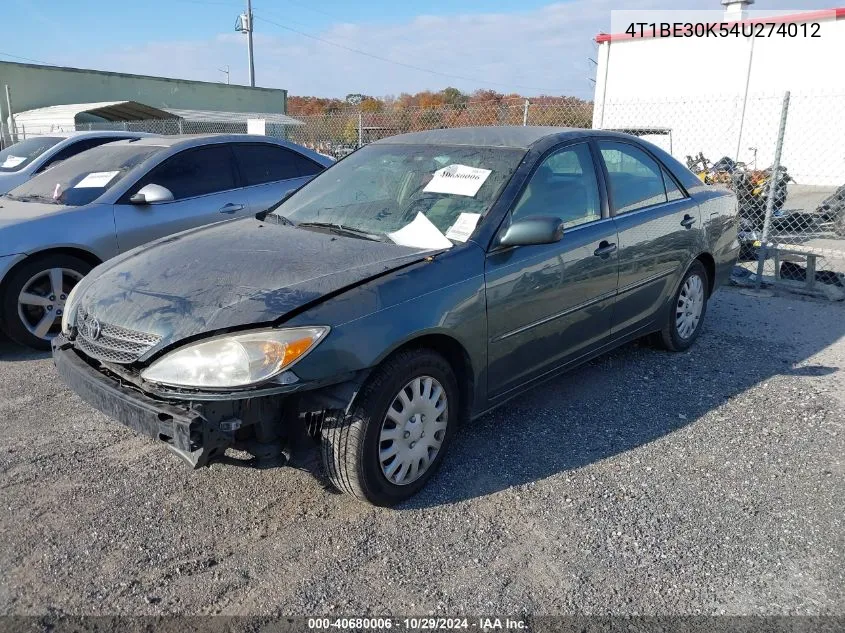 2004 Toyota Camry Xle VIN: 4T1BE30K54U274012 Lot: 40680006