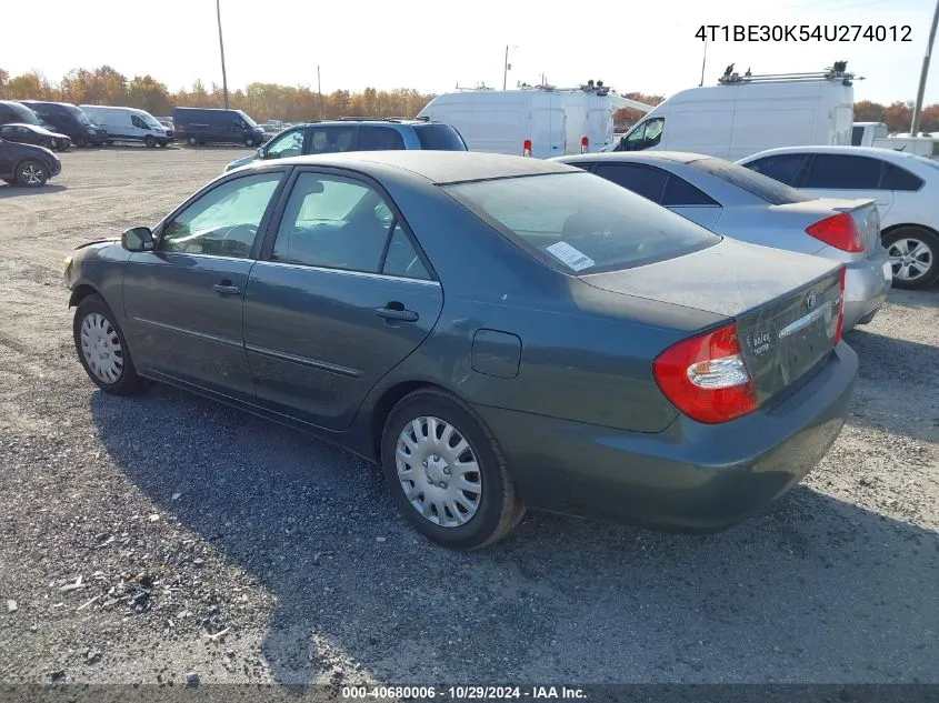 2004 Toyota Camry Xle VIN: 4T1BE30K54U274012 Lot: 40680006