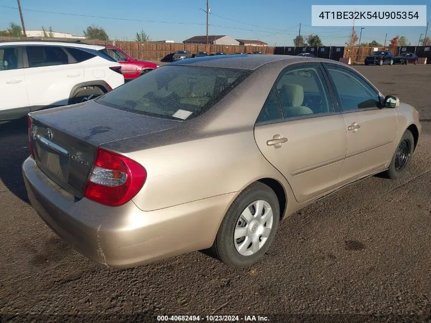 2004 Toyota Camry Le VIN: 4T1BE32K54U905354 Lot: 40682494