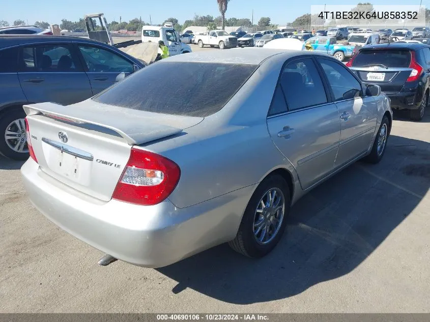 2004 Toyota Camry Le VIN: 4T1BE32K64U858352 Lot: 40690106