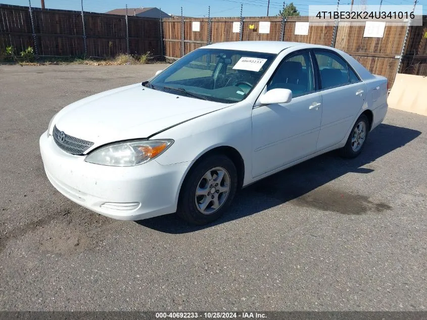 2004 Toyota Camry Le VIN: 4T1BE32K24U341016 Lot: 40692233