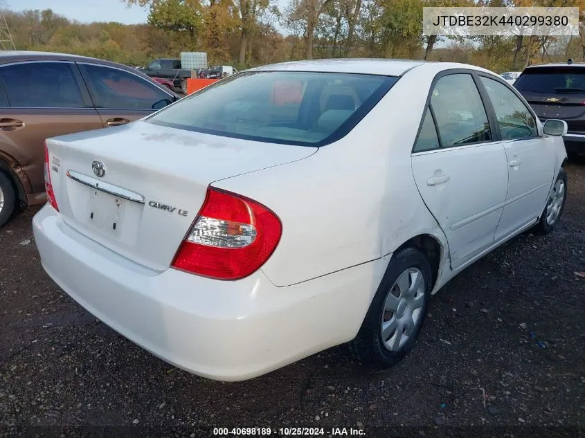 2004 Toyota Camry Le/Xle VIN: JTDBE32K440299380 Lot: 40698189