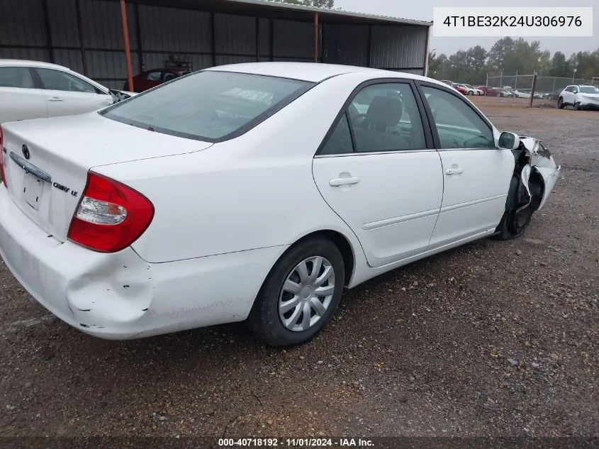 2004 Toyota Camry Le VIN: 4T1BE32K24U306976 Lot: 40718192