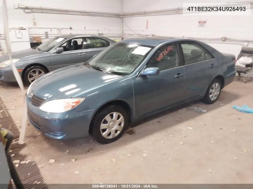 2004 Toyota Camry Le VIN: 4T1BE32K34U926493 Lot: 40726041