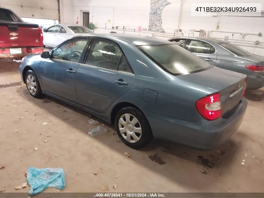 2004 Toyota Camry Le VIN: 4T1BE32K34U926493 Lot: 40726041